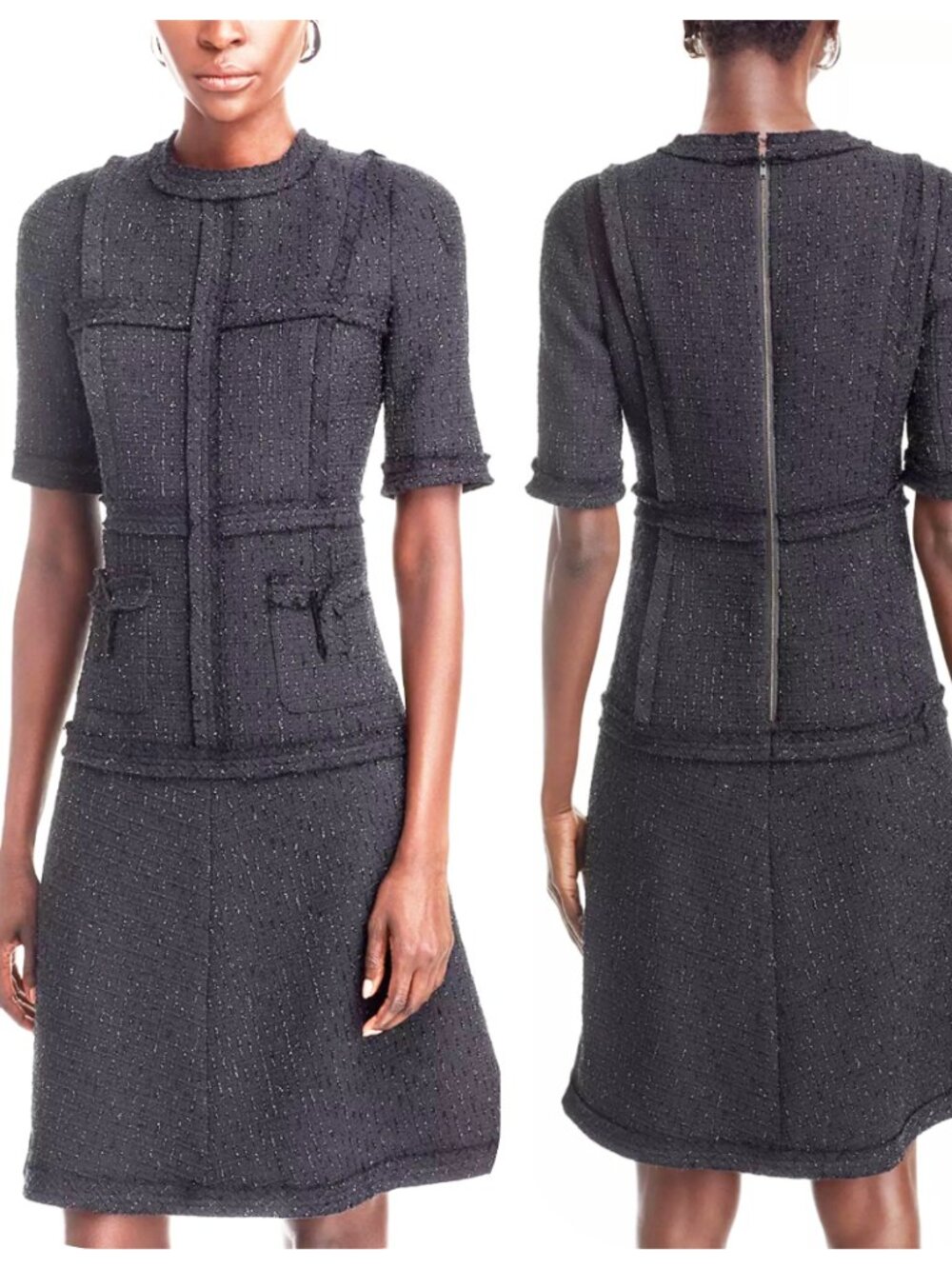 Designer Teri Jon by Rickie Freeman Metallic Tweed Geo Stripe Dress Size 16/XL